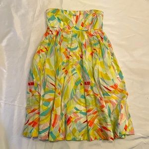 Anthropologie patterned strapless dress